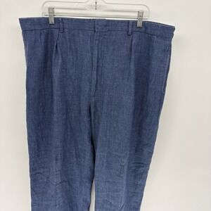 VTG Polo Ralph Lauren Pants Trousers 100% Linen Cuffed Casual Preppy Beach 40x32